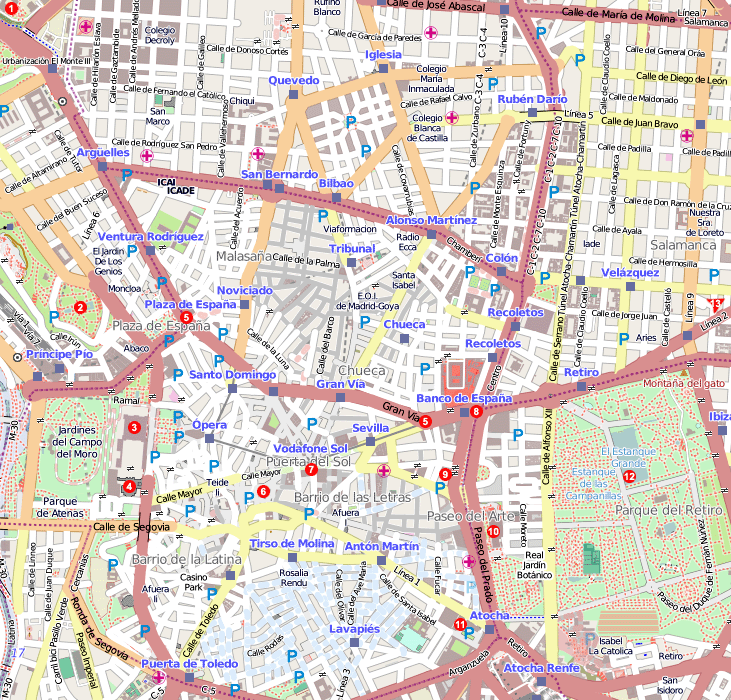 карта Мадрида