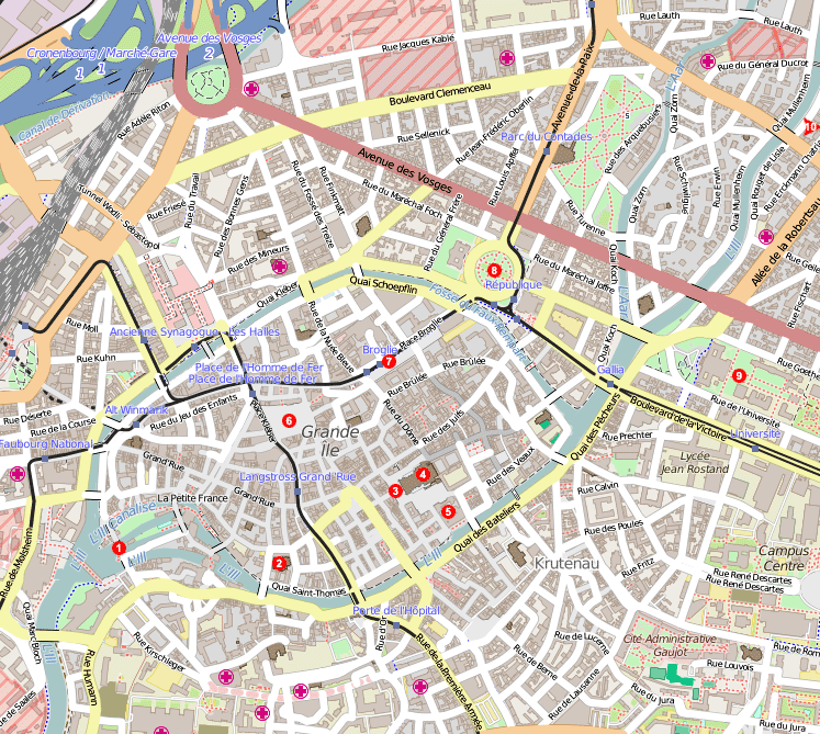 карта Страсбурга