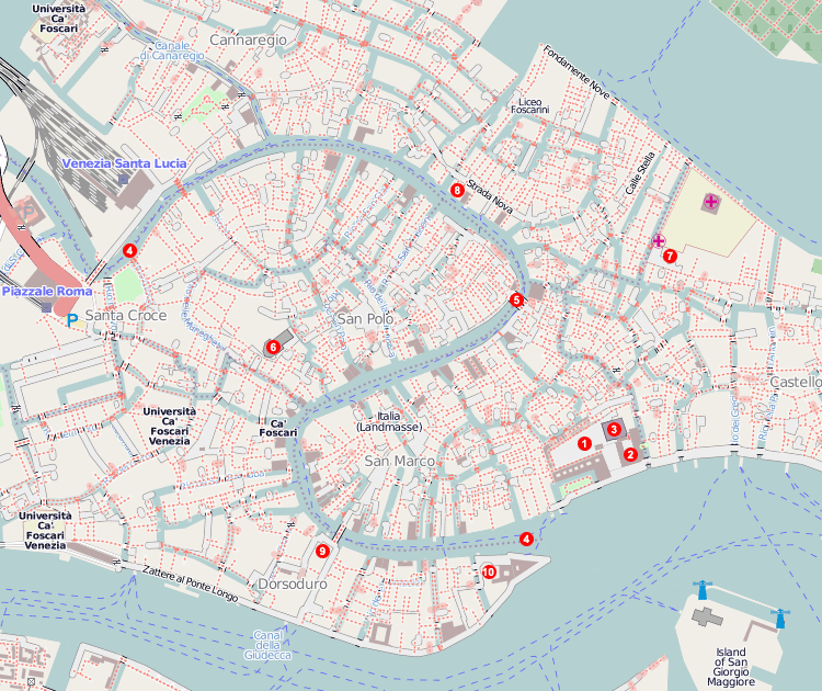 Карта Венеции с достопримечательностями. На перепутье.ру